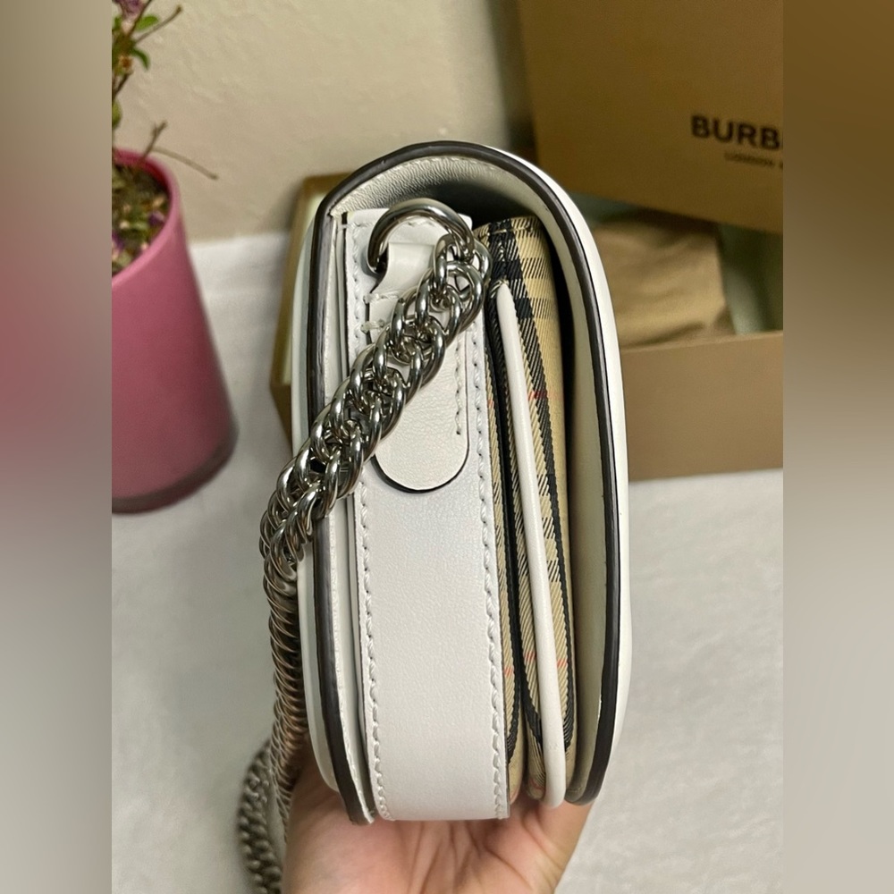 Like New Burberry Calfskin 1983 Knight Check Link Shoulder Bag - Picture 6 of 14